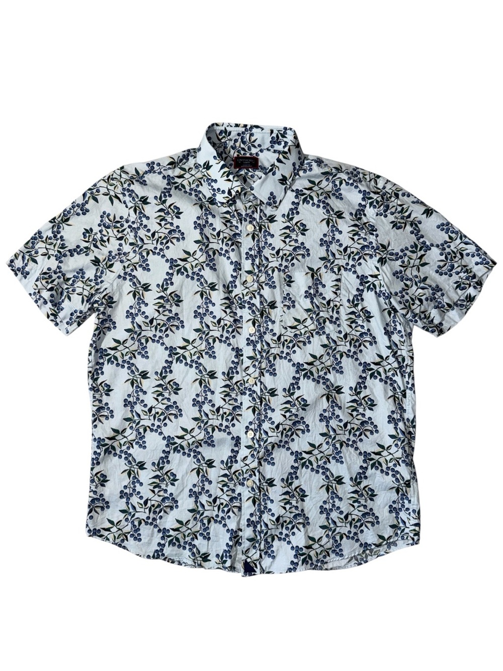 UNTUCKit men’s L Large blue floral blueberry short sleeve button up casual shirt